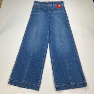 Spanx Seamed Front Wide Leg Jeans Vintage Indigo Medium Petite 20407Q NWT